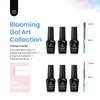 Beetles Summer Blooming Gel Nail Polish, 6 Colors White Hot Pink Green Blue Purple Blooming Gel Polish for Spreading Effect Marble Natural Stone Watercolor Floral Print with 2 Nail Art Brushes