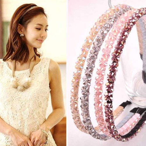 Xiwstar 6Pcs Crystal Beads Headbands Bling Rhinestone Hairband Hair Hoop Band Women Girls Hair Accessories