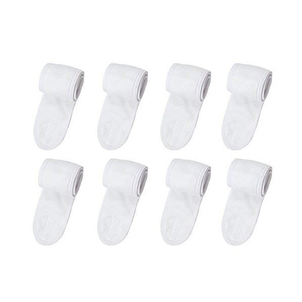 LIUMANG 8 Pack Spa Facial Headband Whaline Head Wrap Terry Cloth Headband Stretch Towel with Magic Tape for Bath, Makeup and Sport (White)