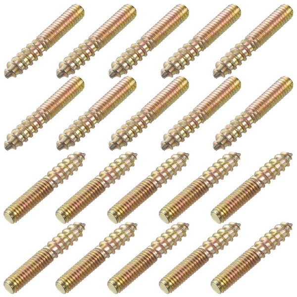 uxcell M4 Hanger Bolts Length 1"(25mm) Double Headed Bolts Self-Tapping Screw 4mm Wood Joint Furniture Legs 20pcs