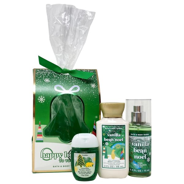 Bath and Body Works VANILLA BEAN NOEL Tree Mini Gift Set 3-pc Travel Size