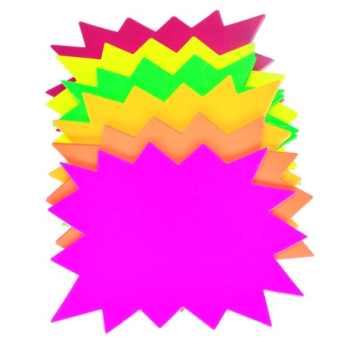 5x6.6 Inch 60Pieces Fluorescent Neon Signs,Starburst Signs for Retail,Garage Sale Pricing Sign,Yard Sale Supplies Price Tags Signs,Poster Board Decorations(6 Colors 60pcs)