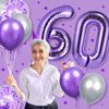Purple 60th Birthday Decorations Purple Silver Sixty & Fabulous Happy 60th Birthday Banner Latex Balloons Number 60 Foil Balloon Table Confetti Decor for Women 60th Birthday Anniversary Party Supplies
