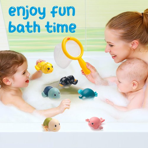 Bath Toys for Kids Ages 1-3, Floating Wind-up Baby Bathtub Toys for 1 Year Old Boy, 7 Pack Cute Swimming Turtle Bath Toys for Toddler Boy Girls Gifts, Infant Pool Water Toys for Shower Beach Bath Time