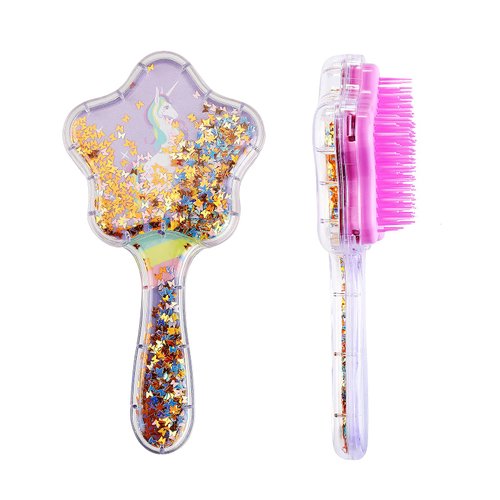 Zou.Rena Little Girls Hair Brush Easily Brushed Through Tangles-No Liquid,Glitter Confetti Unicorn Gifts Play for Kids Age 3-8(purple)