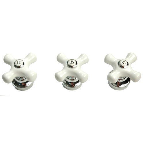 Plumb USA Porcelain Handle 3-pcs Set, Chrome Finish, Fits Price Pfister Shower Valve 32336 X 3