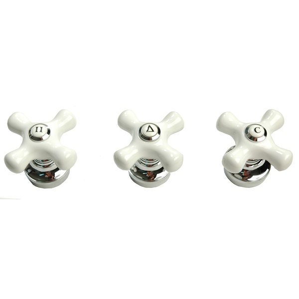 Plumb USA Porcelain Handle 3-pcs Set, Chrome Finish, Fits Price Pfister Shower Valve 32336 X 3