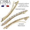 Camila Paris GA266 4.25 Inch Skinny Hair Barrette Clip Gold with Multiple Rounds Swarovski Crystals Stones, French Hair Accessories for Women, Handmade. Styling Girls Hair Ornaments. Made in France