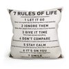 IHopes+ Rustic Inspirational Quotes Pillow Covers - 7 Rules of Life Pillow Case Cushion Cover for Sofa Couch Dorm Room Home Decor Gifts - Best Graduation/Birthday (18”x 18”Inch)