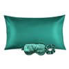 Ciana Luxurious Satin Pillowcase for Hair and Skin, Satin Pillowcase Set-2, 1 Eye Mask, 1 Scrunchie - Luxury Sleep Set, Pillow Case with Envelope Closure (Queen Size, Aqua)