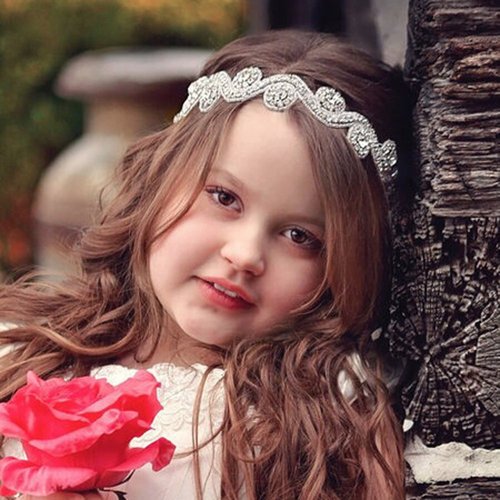 fxmimior Head Piece Flower Girl Wedding Crystal Rhinestones Headband Hair Accessories Headwear (3)