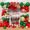 Beaumode Christmas Balloon Arch Garland Kit 160pcs Balloons With Candy Cane Swirl Foil Balloons Xmas Merry Christmas Friendsmas Santa Ugly Sweater Party Decoration(Green Red Gold)