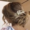 Unicra Bride Wedding Gold Leaf Hair Comb Crtstal Bridal Headpiece Bridesmaids Pearls Hair Accessories for Women and Girls (Gold)