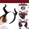 Kistreao Halloween Devil Horns Headband Black Demon Horns Hair Bands Halloween Hair Accessories for Women Halloween Party Supplies