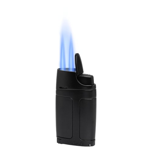 Xikar ELX Double Jet Flame Lighter, Ergonomic Design, Built-in 9mm Cigar Punch, Black