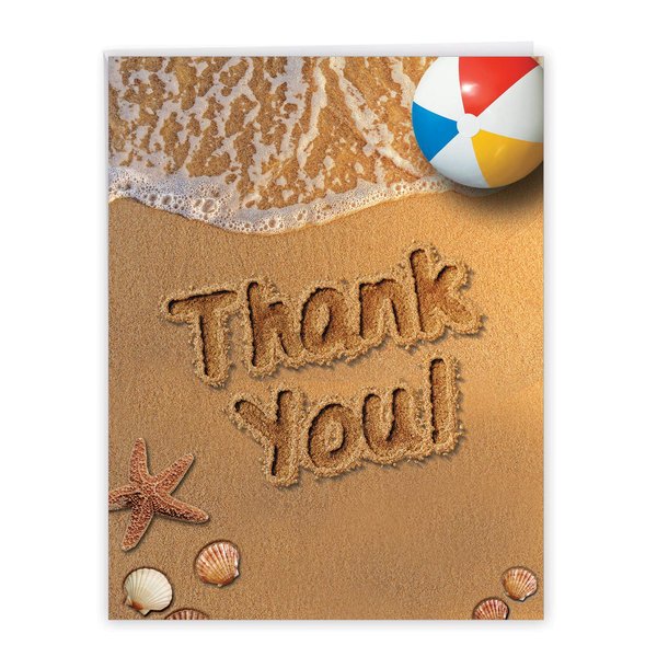 The Best Card Company -1 Thank You Card Jumbo (8.5 x 11 Inch) - Nature and Landscape Card with Envelope, Gratitude Thanks - Beach Notes J6113GTYG