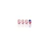 4th of July Press on Nails French Fake Nails Short Square False Nails Red Blue White Acrylic Nails with USA Flag & Red Glitter Design Stick on Nails for Women Girls 4th of July Parade Manicure