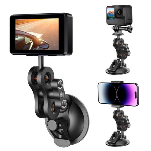 Camera Suction Cup Mount,Car Windshield Window Dashboard Suction Cup Holder, Phone Holder,for GoPro Hero 12 11 10 9 8 7 6 5 Insta360 X3 GO3 DJI Action 3 4 Accessories, with 1/4 Thread Adapter