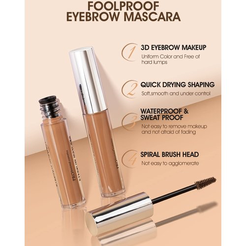 Waterproof Tinted Eyebrow Gel Brown & Clear Brow Setting Glue, Liquid Mascara Eye Brow Cream, Long Lasting Smudge-Proof Brow Filler Makeup Set,Brow Fast Sculp,Makeup Gift Set for Girl Women- 03