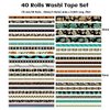 WAPETASHI 40 Rolls Washi Tape Set - Green Floral Decorative Tape, Adhesive Tape for Bullet Journal Supplies, Junk Journal, DIY Craft, Scrapbooking Supplies, Gift Wrapping, Party Decoration, Art Craft