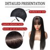 XUENMB Long Straight Wigs with Bangs for Women 18 Inch Synthetic Natural Black Hair Glueless Wig Soft Fashion Daily Cosplay Long Wig for Women (black)