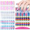 SILPECWEE 5 Sheets Nail Polish Strips Rainbow Glitter Adhesive Nail Stickers Full Nail Wraps Nail Strips for Women Nail Accessories with 1pc Nail File