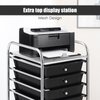 ReunionG 10-Drawer Rolling Storage Cart, Black, 15"D x 11.5"W x 2.5"H