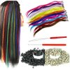 YUDAOHAIR Synthetic Feather Hair Extensions for Women 16 Inch Hairpieces With 100pcs Silicone Micro link Beads And 2 Crochet Hooks Hair Feathers with Tools Kit (16'', 24 feather mix colors)