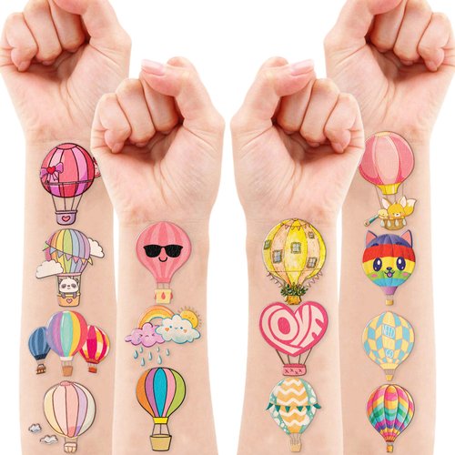Hot Air Balloon Temporary Tattoos Birthday Party Supplies Decorations 92 PCS Tattoos Stickers Super Cute Party Favors Kids Boys Girls Gifts Ideas Classroom School Prizes Themed Baby Showers