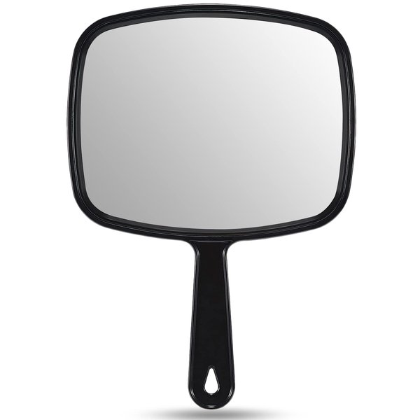OMIRO Hand Mirror, All Black Handheld Mirror with Handle, 6.6" W x 9.3" L