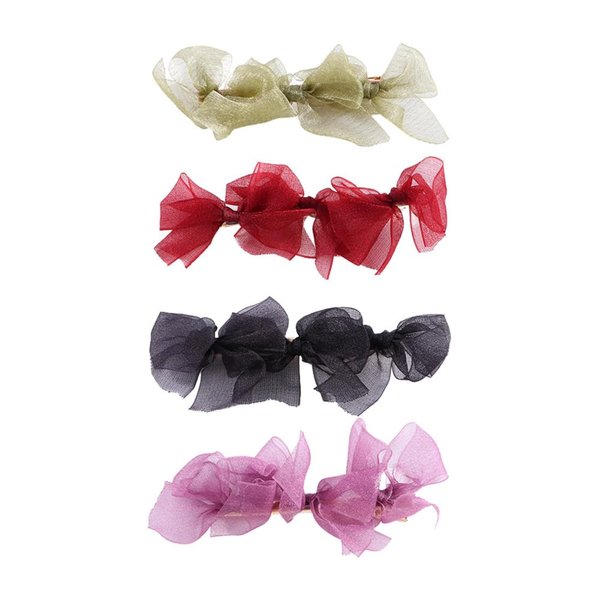 Leadigol 4 Pcs Lace Bow Duckbill Clip Lace Bow Hairpin Clip Sweet Women Lace Bow Hair Clip Lace Side Clip Female Girl Headdress