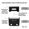 StyleCraft Replacement Double Black Diamond Carbon DLC Fixed Fade Blade with Shallow Tooth Cutter 2.0 Clipper Blade Set