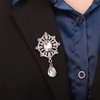 Rumtock Something Blue Crystal Dangle Drop Small Black Brooch Pin for Unisex Women Men Dress Suit Jewelry