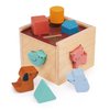 Mentari Toys - Bambino Shape Sorting Cube - Wooden Shape Sorter Toy - Activity Toy with 8 Shapes and Sliding Lid - Toddler Educational Toy - Age 2+