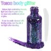 Body Glitter Gel,30ML Holographic Face Adhesive Mermaid Sequins Body Chunky Glitter Powder Liquid Lotion for Women Hair,Festival Carnival Makeup,Girls Stage,Rave Accessories - Metal Violet