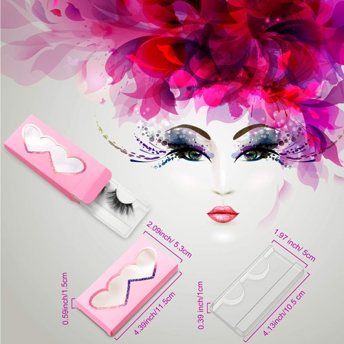 Maitys 60 Pieces Empty Eyelashes Packaging Box and Tray 30 Pieces Empty Eyelash Boxes Pink Lash Packaging Case with 30 Pieces Empty Eyelash Tray False Eyelashes Storage Container