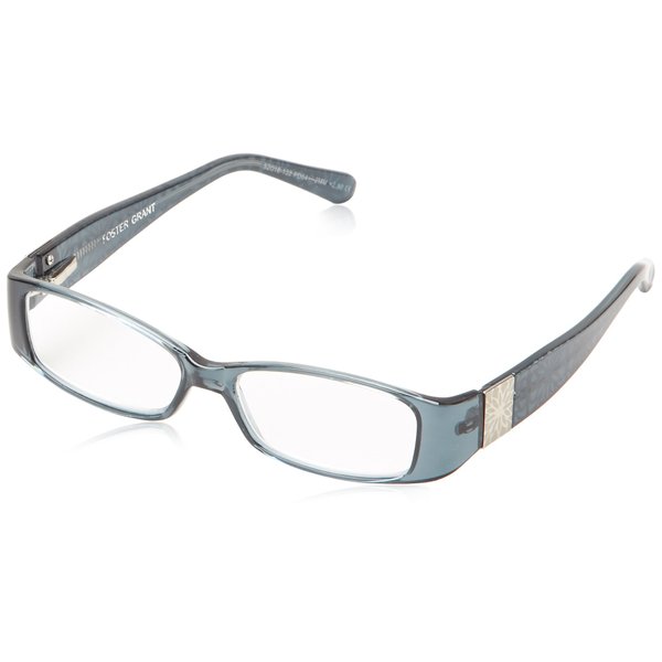 Foster Grant Women's Posh Rectangular Reading Glasses, Blue/Transparent, 52 mm, 2.75