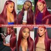 Amadaier 30 inch Lace Front Wig Human Hair 180 Density 99J Burgundy Lace Front Wigs Human Hair with Baby Hair 13x4 Frontal Wigs Human Hair Natural Hairline(30inch)
