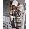Yeokou Women's Fall Color Block Plaid Flannel Shacket Jacket Button Down Shirt Coat Tops(Khaki-M)
