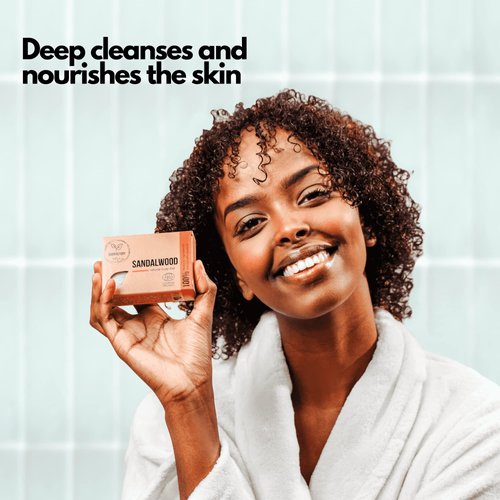 SoapFactory Organic Soap Bar with Sandalwood for Men and Women, 100% Natural Facial Cleanser, Face and Body, Vegan, Handmade, 3.88 ounce