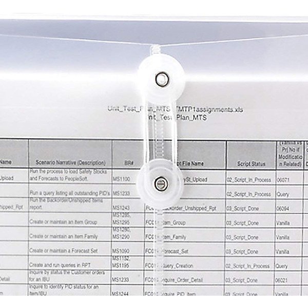 Smead Poly Envelope, 1 1/4 Inch Expansion, String-Tie Closure, Side Load, Letter Size, Clear, 5 per Pack (89521)