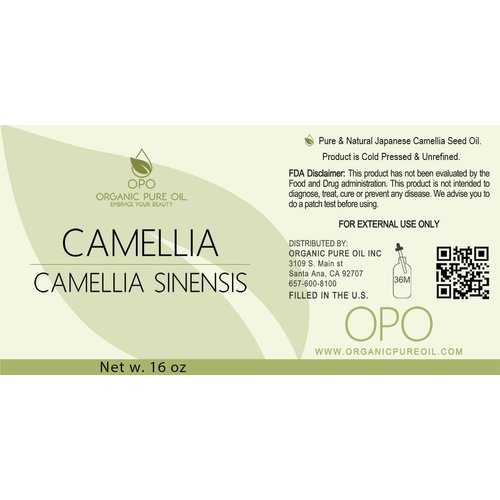 Japanese Camellia Seed Oil - Pure, Cold Pressed, Unrefined, Extra Virgin, 16 OZ Skin, Body, Hair Care Perfect for Face, Nails, & More by Organic Pure Oil