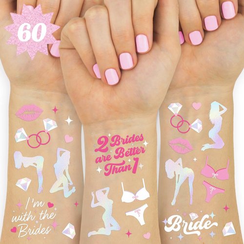 xo, Fetti Bachelorette Party Temporary Tattoos - 60 Styles | Female Dancer Stripper Bach Party Decorations, LGBTQ Bridal Shower Gift, Engagement Party, Bridesmaid Favors, Bride Pride Accessories