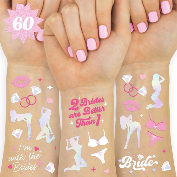 xo, Fetti Bachelorette Party Temporary Tattoos - 60 Styles | Female Dancer Stripper Bach Party Decorations, LGBTQ Bridal Shower Gift, Engagement Party, Bridesmaid Favors, Bride Pride Accessories