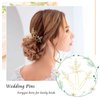 Foryysa Bridal Wedding Hair Pins for Women Gold Rhinestone Pearl Vine Headpiece Elegant Flower Handmade Headwear Sparkly Design (3 pcs)