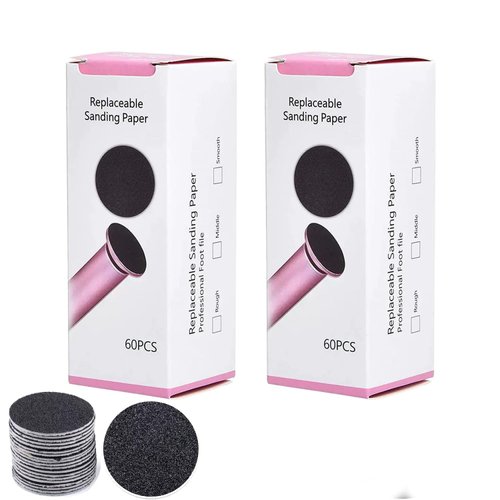 ibubu 120 Pieces Replacement Sandpaper Pad Disks Discs for Professional Electric Foot File Callus Remover Machine Foot Hard Dead Skin Removal (Extra Coarse 80 Grit)