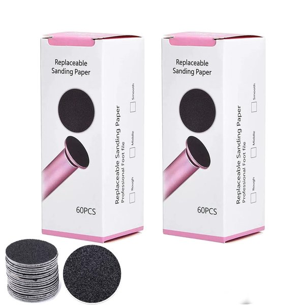 ibubu 120 Pieces Replacement Sandpaper Pad Disks Discs for Professional Electric Foot File Callus Remover Machine Foot Hard Dead Skin Removal (Extra Coarse 80 Grit)