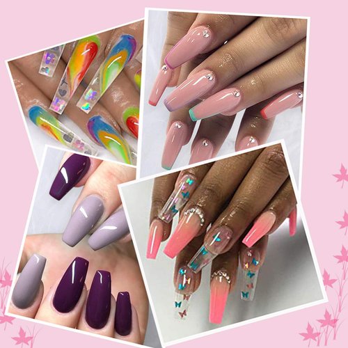 200Pcs Long Nail Forms for Acrylic Nails, Thick Nail Art Tips Extension Forms, Durable Acrylic Nail Paper Forms for Gel Nail, Nail Former Stickers with Numbers Marked