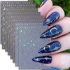 KEHKFSEF Moon Star Nail Stickers, 3D Self-Adhesive Art Decals Stars Sun Design Stickers Laser Gold Supplies Heart Silver for Women Girls DIY Acrylic Decoration.
