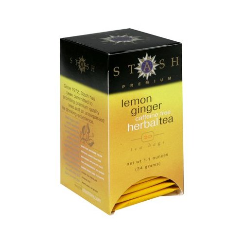 Stash Tea Company Premium Lemon Ginger Herbal Tea Caffeine Free - 20 Bag (Pack of 6)